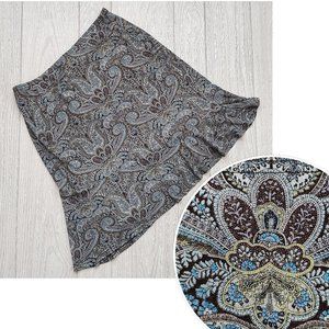 Vintage 90s Y2K Stretch Paisley Skirt Brown New York City A-Line Whimsigoth M L